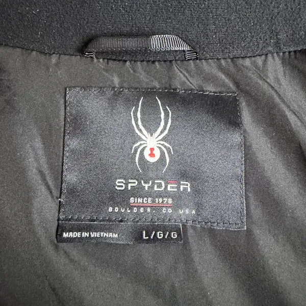 Spyder Puffer Jacket Women's Winter Long Hooded Full Zip Quilted Large Black - Image 5
