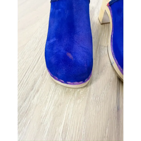 Swedish Hasbeens Viola Wood Clog Purple Blue EU 37/US 7 - Image 4