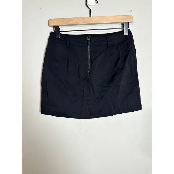Hello Molly Black Mini Skirt Side Slit Zipper Front‎ Women's Size S - Image 4