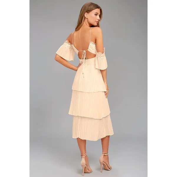 Lulu’s keepsake the label NWT All Time High Nude Lace Off-the-Shoulder Dress - Image 3