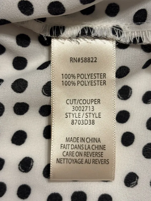 Max Studio Polka Dot Blouse Black White Split Neck Top Large - Image 3