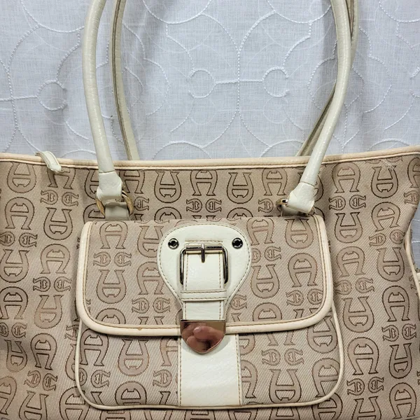 Vintage Etienne Aigner Monogram Logo Tote Shoulder Bag Large Office Pockets - Image 4