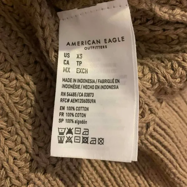 American Eagle Sweater XS Brown Shaker Stitch Cotton Oversized Grandmacore‎ - Image 4