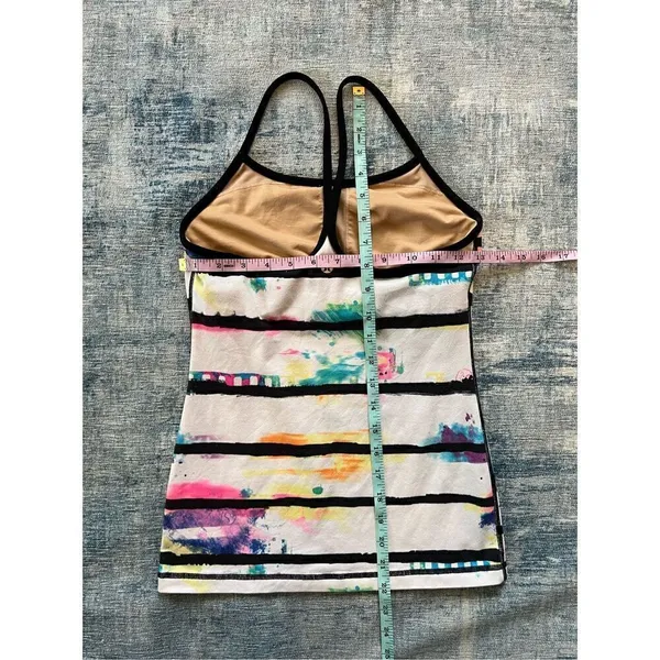 Lululemon Splatter Stripe Black White Multi Power Y Tank Top Size 4 - Image 5