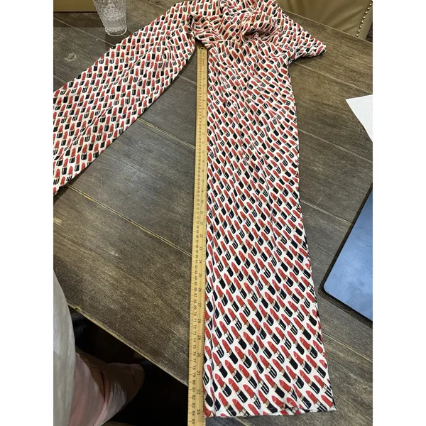 Anthropologie The Tilda Printed RED lipstick TUBES WIDE LEG PANTS Size Medium - Image 9
