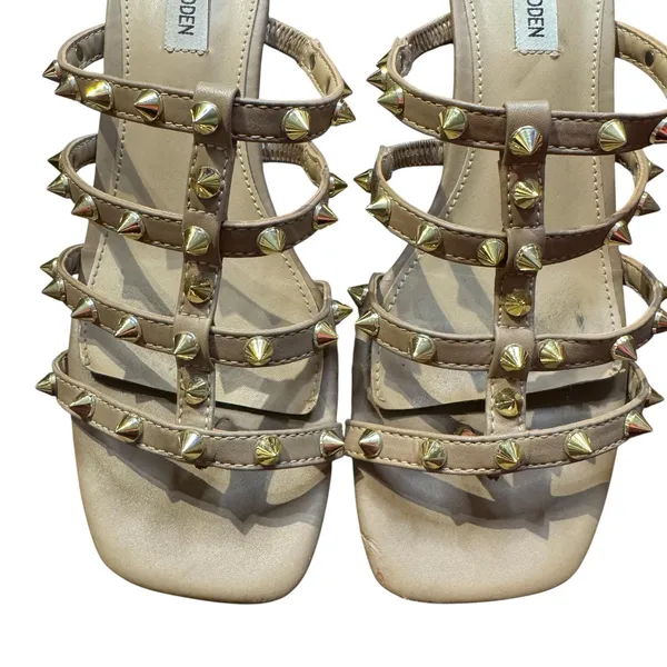 Steve Madden Shoes Womens Size 8 Beige Studded‎ Block Heel Sandals Intricate-S - Image 2