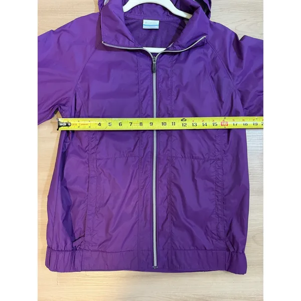 Columbia Windbreaker Jacket Womens M Purple Full Zip Hooded Outdoor XL3156 - Image 3