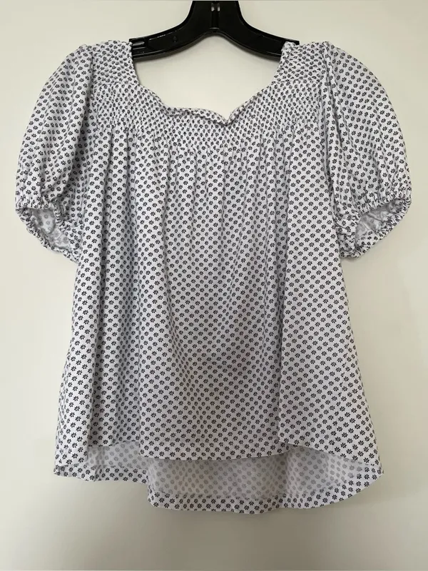Tommy Hilfiger Floral Puff Sleeve Peasant Top Medium White Cottagecore Feminine - Image 5