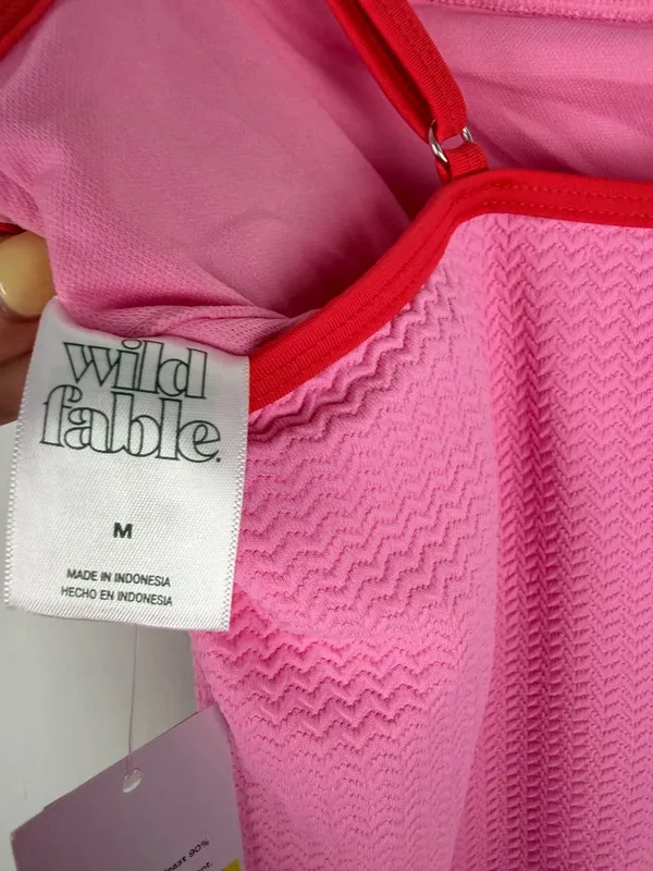 NWT Wild Fable Pucker Textured One Piece Swimsuit Pink Size Medium M 8-10 NEW - Image 7