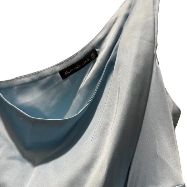 Abercrombie Fitch One Shoulder Ruched Satin Maxi Dress Sky‎ Blue XS - Image 4