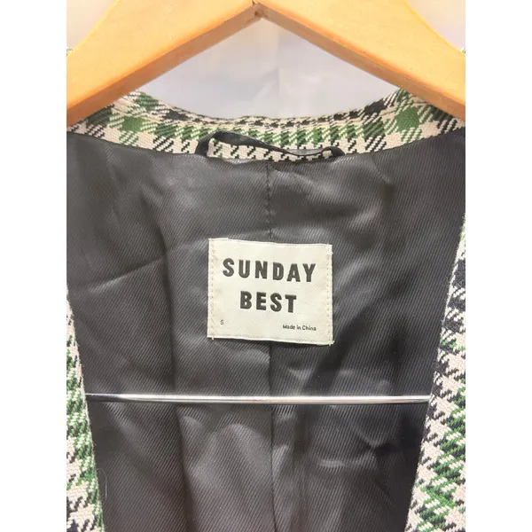 Aritzia Sunday Best Plaid Blazer‎ Jacket Green Business Casual Formal Small - Image 5