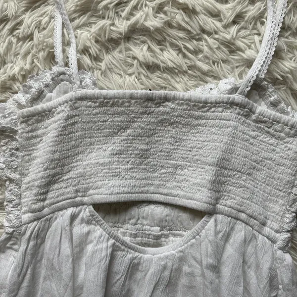 American Eagle Ruffle Upper Back Cutout White Mini Dress New With Tags Size M - Image 10