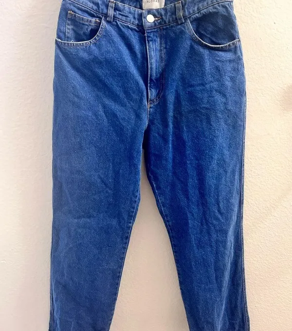 ALOHAS Deep Blue Relaxed Fit Leg High Rise Denim Size M - Image 2