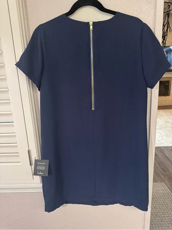 Lulu's Navy Short Sleeve Shift Mini Dress - Image 6