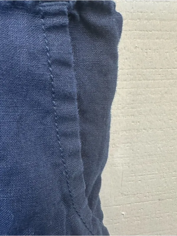 L.L. Bean Size 12 Navy Blue Drawstring Linen Blend Pants - Image 5