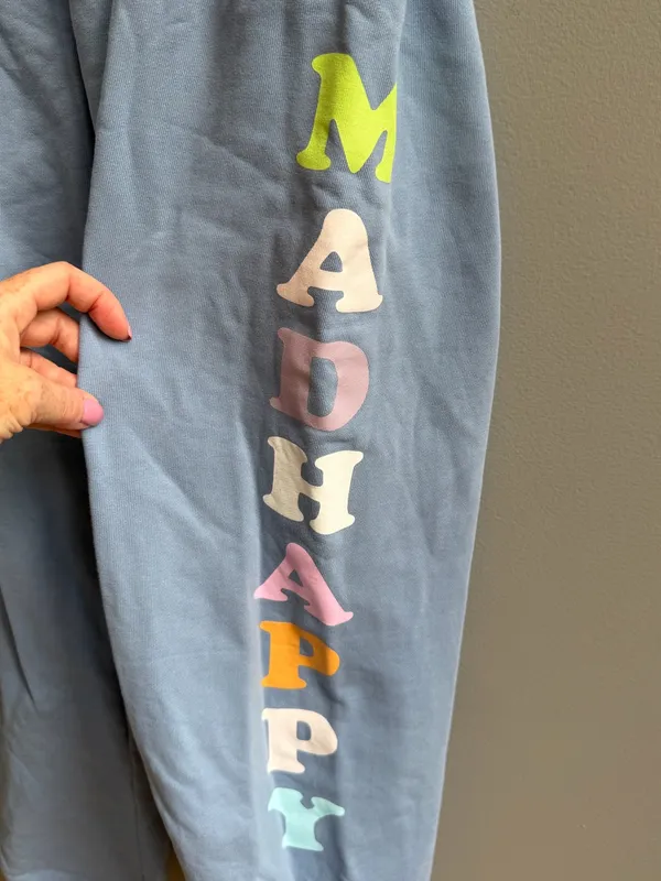 Madhappy Pastels French Terry Cotton Sweatpants Joggers High Rise Frost Blue L - Image 5