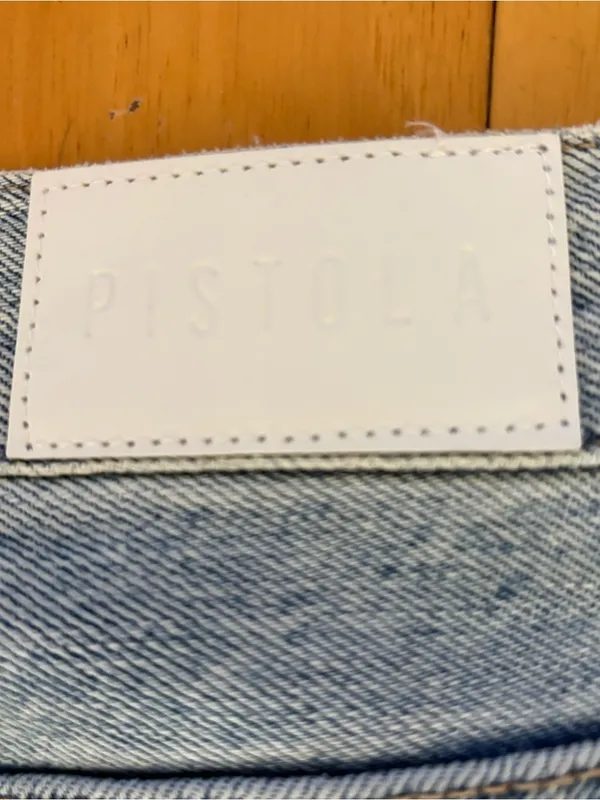 Pistola Alice Brooklyn High Rise Denim Midi Skirt 26 Raw Hem Slit 90s Western - Image 9