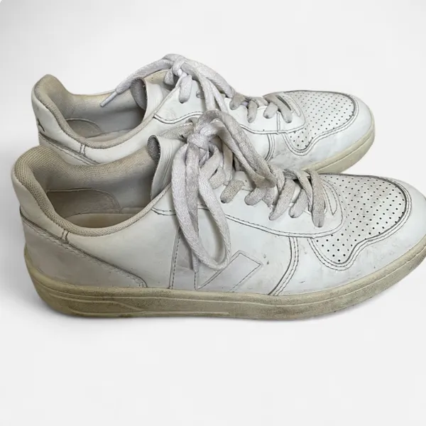 Veja V-10 Leather Lace-Up Perforated Sneakers in Women’s US 9 - Image 4