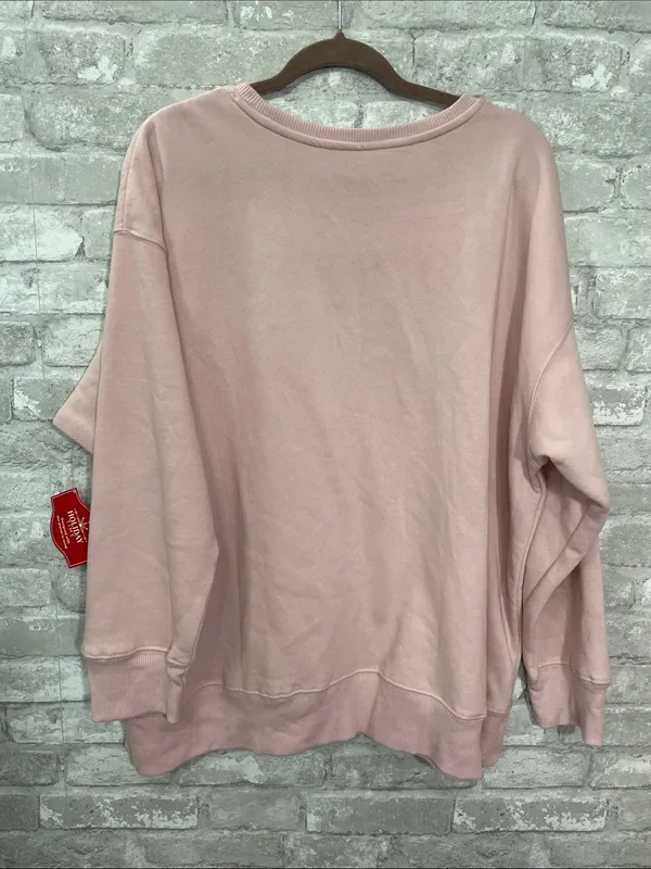 Holiday Time Pink Graphic Crewneck Sweatshirt with Red Candy Cane Print - Image 2