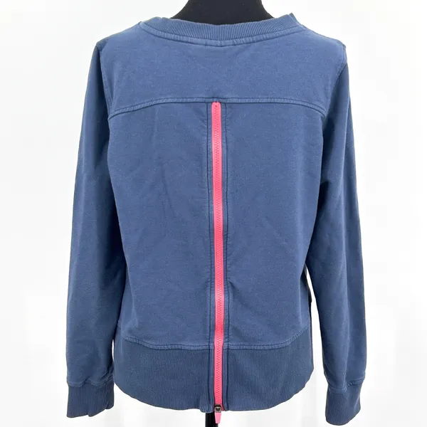 Retro 90s Inspired Athleisure Pullover Sweatshirt Puma Hot Pink Zip Blue Small‎ - Image 2