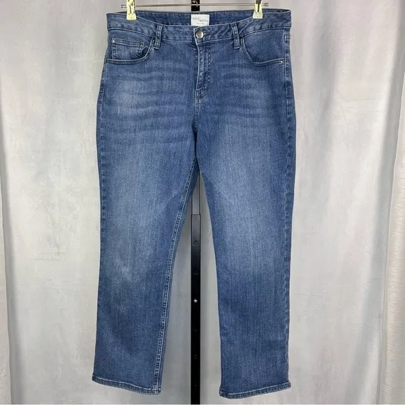 Daily Ritual Girlfriend Jeans Womens Plus 32 Blue Straight Leg Stretch Cropped - Image 2