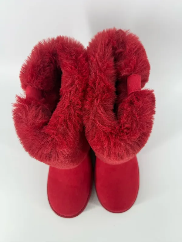 GBG Los Angeles Aleya G by Guess Red Faux Fur Cold Weather Winter Boots Women 6M - Image 10