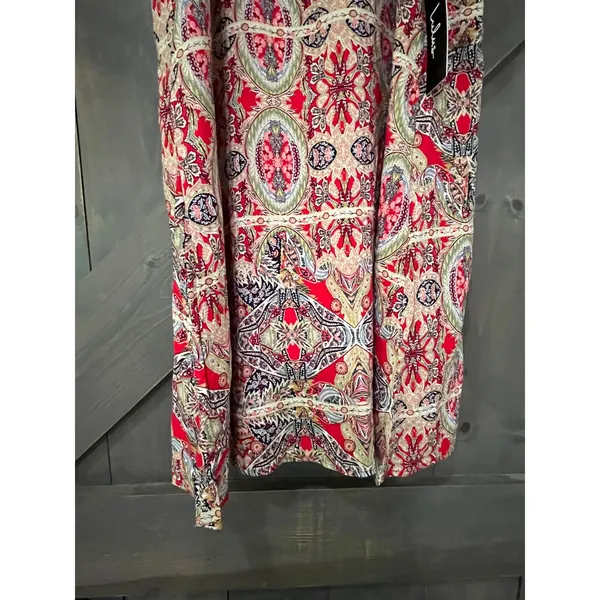 Lulus Red Paisley Mini Dress‎ High Neck Shift Small Boho Festival - Image 4