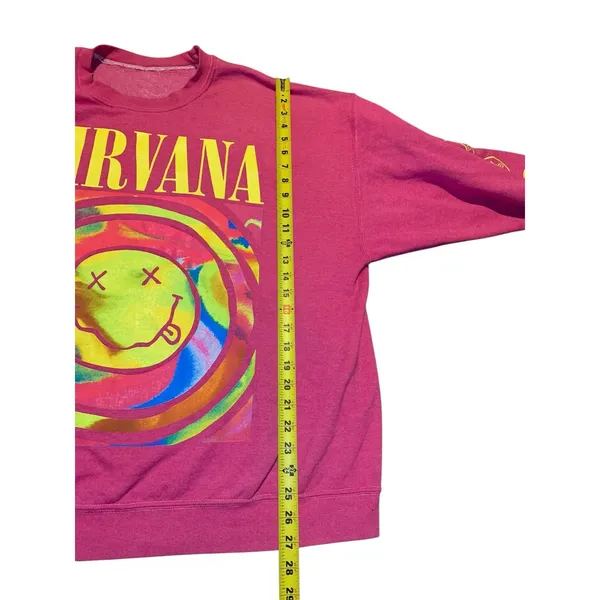 Urban Outfitters X Nirvana Oversized Sweatshirt‎ Spiral Smile Face Pink Crewneck - Image 7