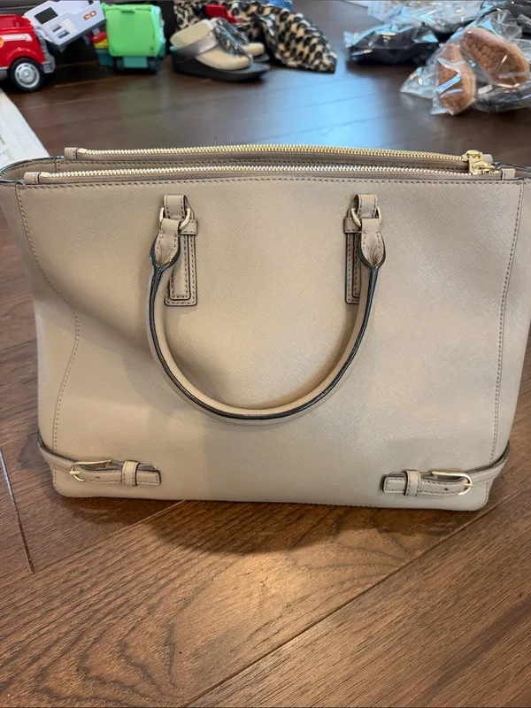 Tory Burch Robinson Tote French Grey Crossbody Bag Shoulder Strap Double Zip - Image 2