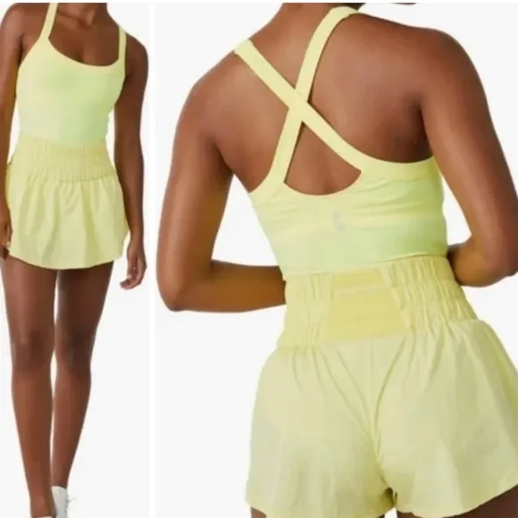 FP Movement The Way Home Lemon Romper Womens Small Cross Back Tennis Sporty EUC - Image 2