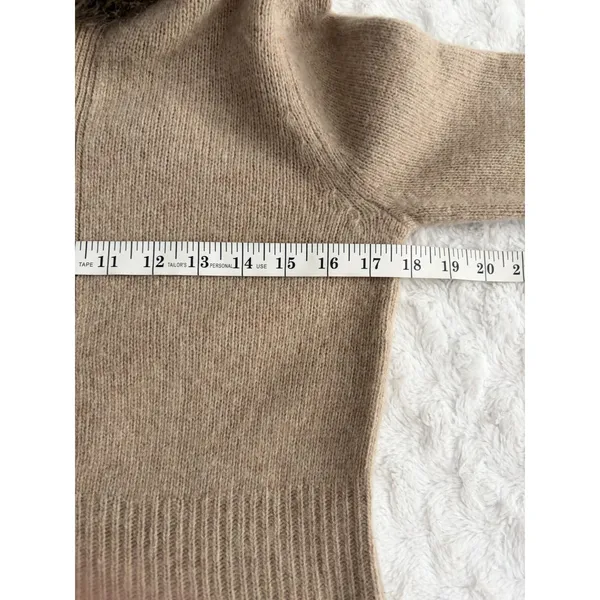 Anthropologie Sleeping on Snow Tan Lambswool Full Zip Hooded Sweater S - Image 5