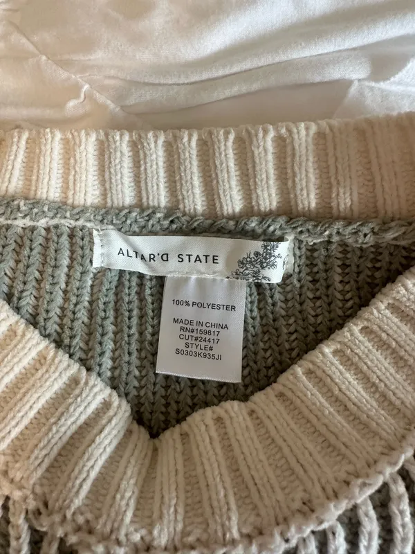 Altar'd State - Green + Cream Striped Sweater - Image 2