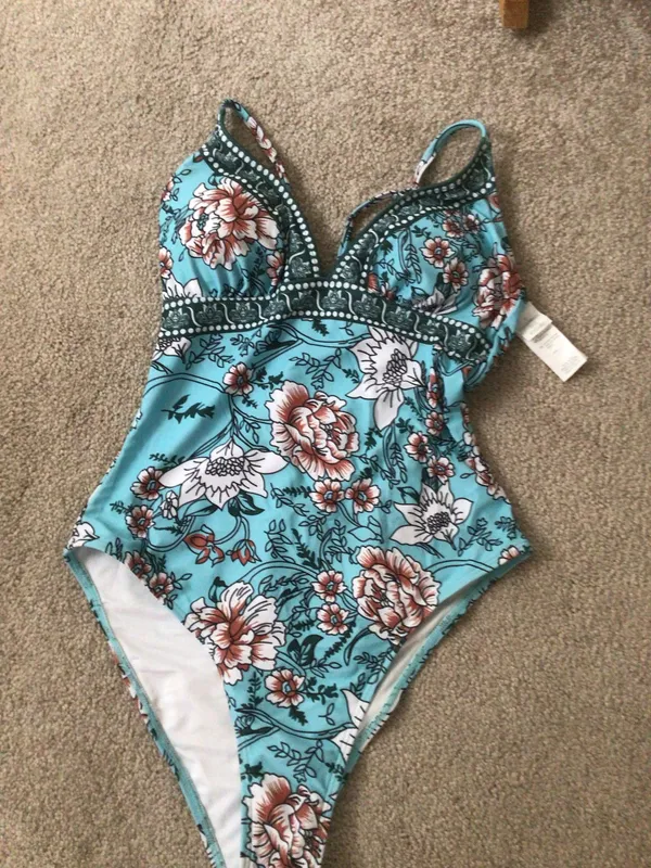Cupshe Tranquil Blues Floral One Piece Swimsuit—Sz Small—Nwt - Image 7