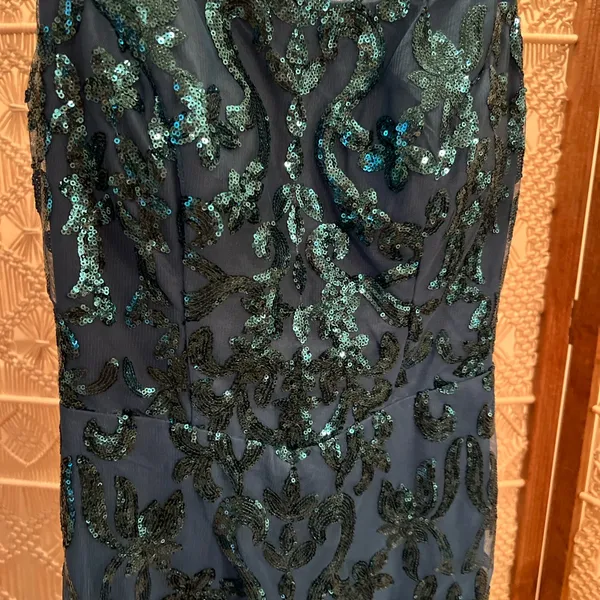 Elegant Teal Sequin Mini Dress - Image 2