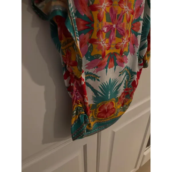 Moa Moa Women's Medium Floral Print Blouse Top‎ Colorful - Image 5