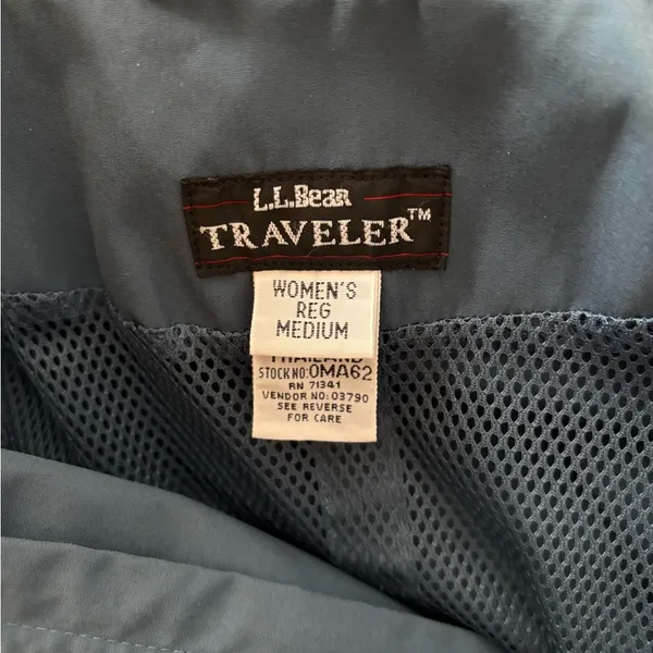 VTG L.L. Bean Traveler Belted Rain Trench Coat Dusty Blue Sz M Pockets Academia - Image 9