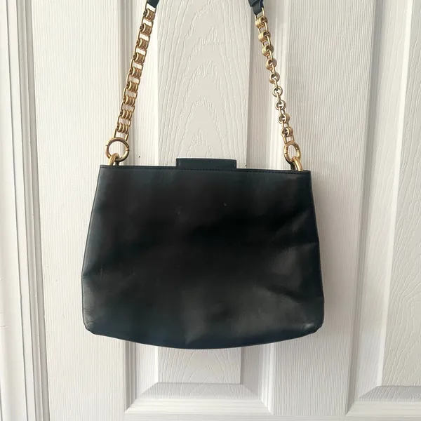 Tory Burch Lily Black Leather Slim Multi Pocket Gold Chainlink Crossbody Handbag - Image 8
