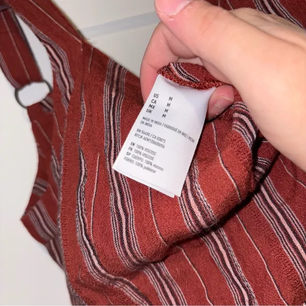 American Eagle‎ Striped wide leg jumpsuit red size medium - Image 5