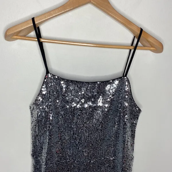 Lulus Loves the Spotlight Silver Sequin Lace-Up Mini Dress size L - Image 5