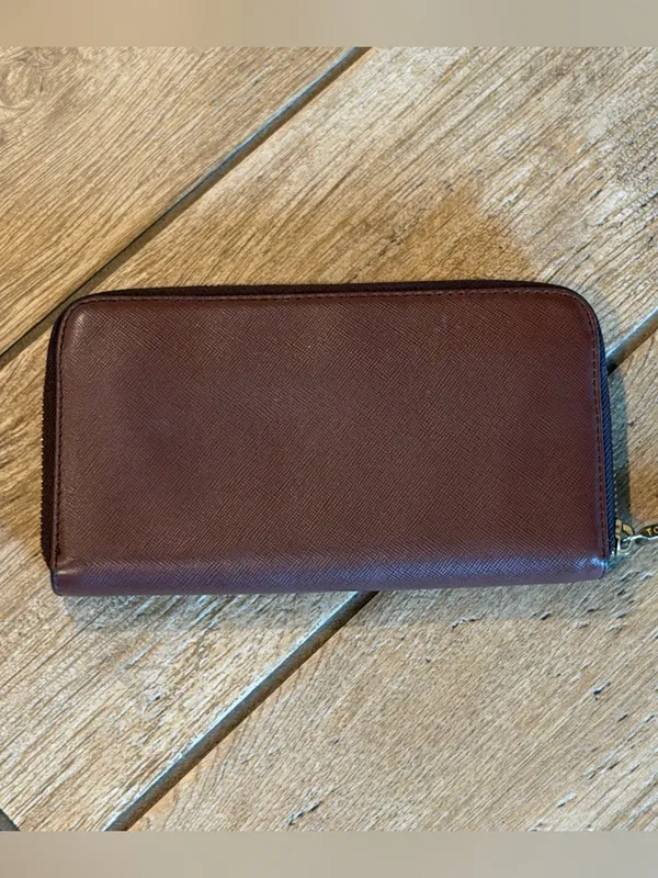 Tory Burch Robinson Zip Continental Brown Leather Wallet - Image 2