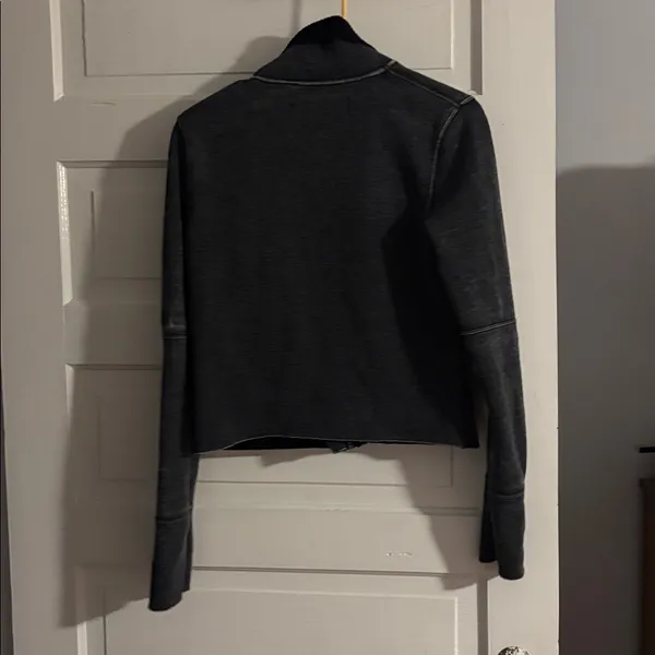 Fox Black Sweatshirt Moto Jacket with Diagonal Zip - Image 3