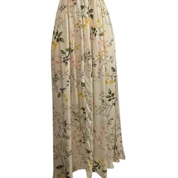 NEW Olivaceous Floral V Neck Smocked Sleeveless Maxi Tank Flare A-Line Dress S - Image 4