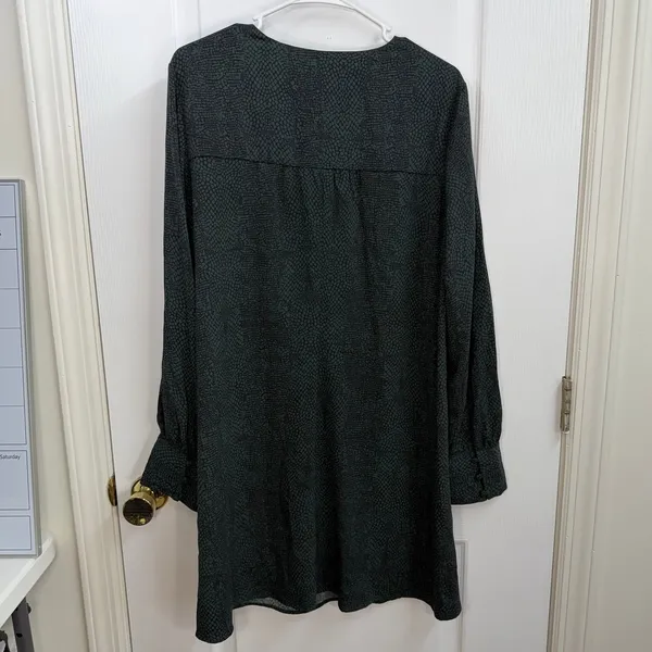 NEW A New Day green black‎ patterned v-neck long sleeve knee dress relaxed XL - Image 6