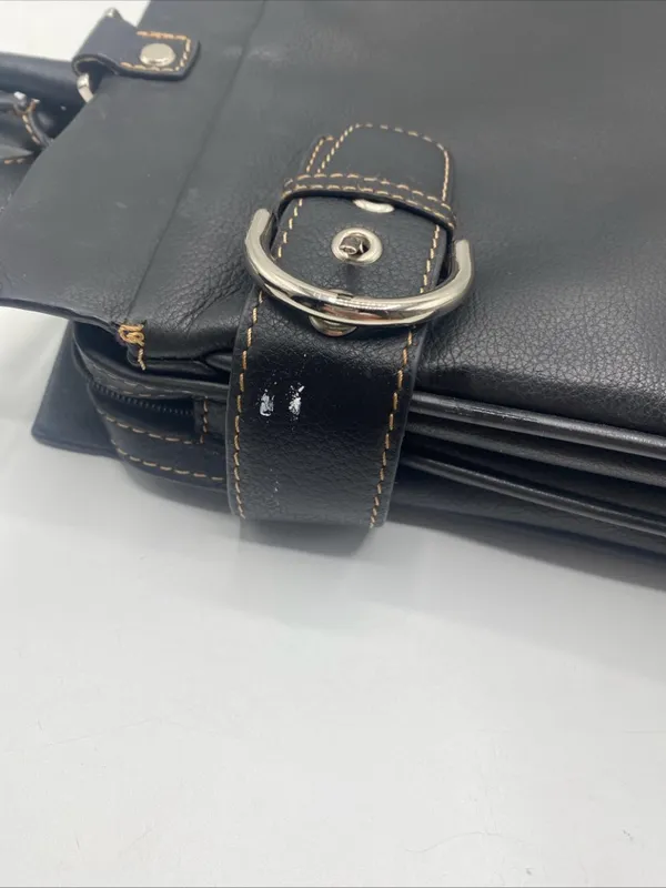 Franklin Covey Leather Messenger Shoulder Laptop Bag Travel Handbag Purse Black - Image 7