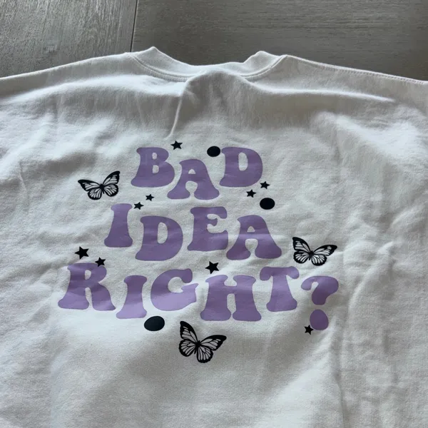 Gildan Olivia Rodrigo White Sweatshirt with Purple Graphic - Image 4