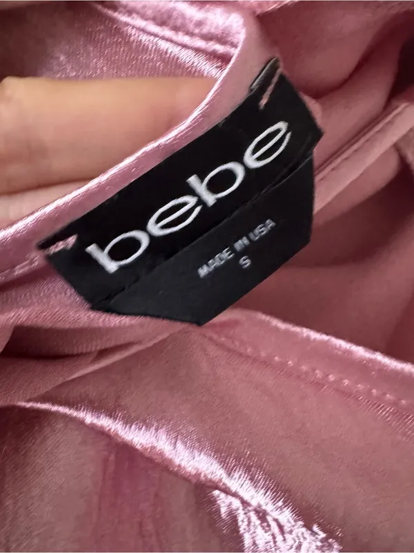 Bebe Dusty Rose Hammered Satin Cowl Neck Midi Slip Dress‎ - Image 6
