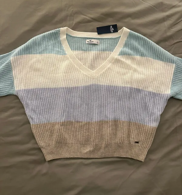 Hollister Striped V Neck Sweater - Image 6