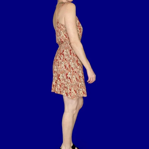 Free People Intimately Orange Red Ditzy Floral Mini Wrap Dress - Image 7