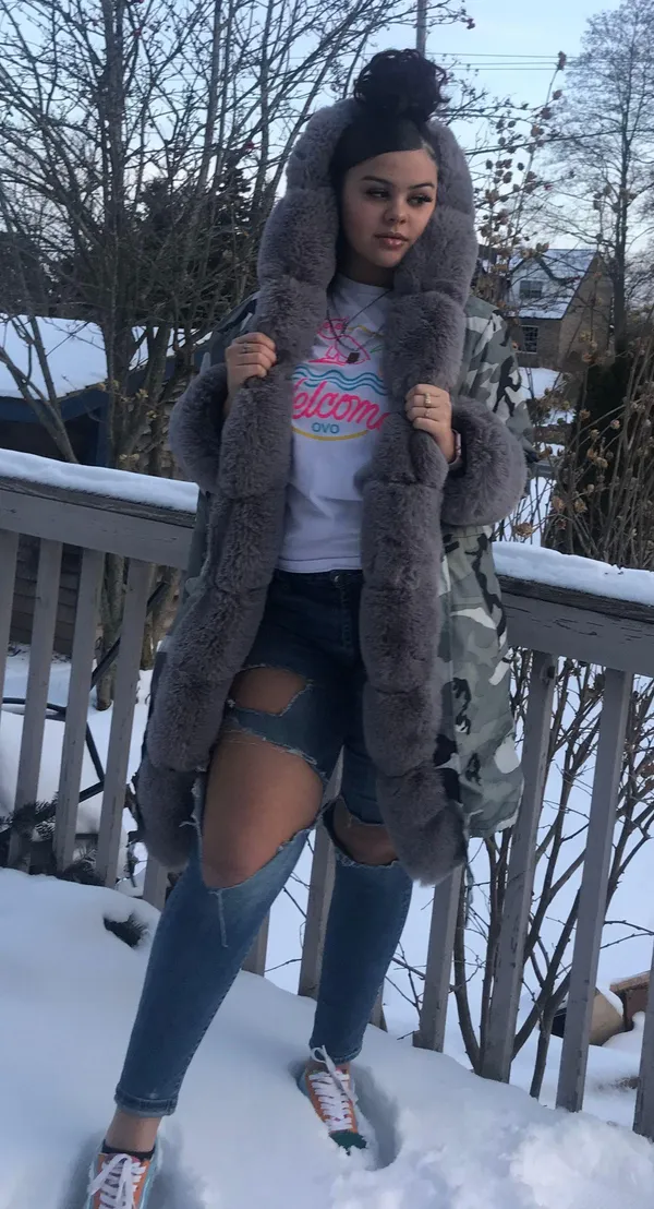 camo fur jacket Gray - Image 3