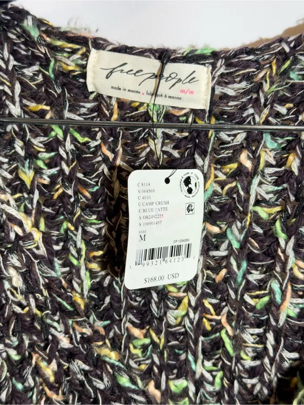 NWT Free People Multicolor Speckled Chunky Button Flea Market Cardigan Size M - Image 8